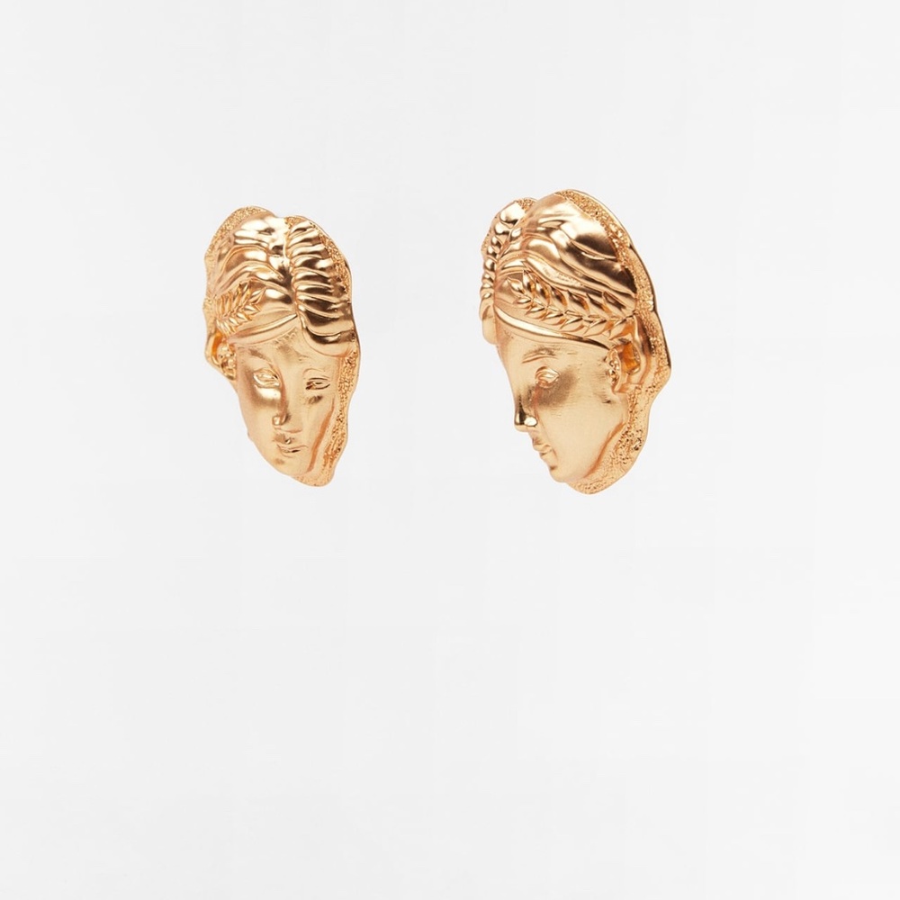 Zara limited edition face hoop earrings in gold - Picture 4 of 7